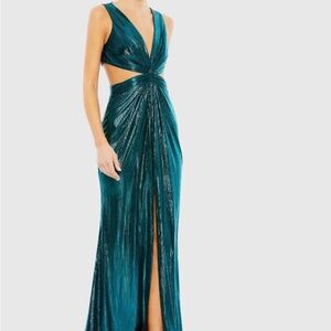 Ieena for MacDuggal Cutout Metallic Dress